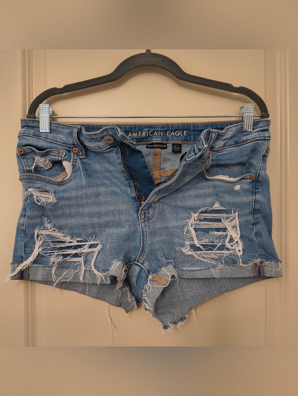 American Eagle Outfitters Light Blue Distressed Cutoff Denim Shorts